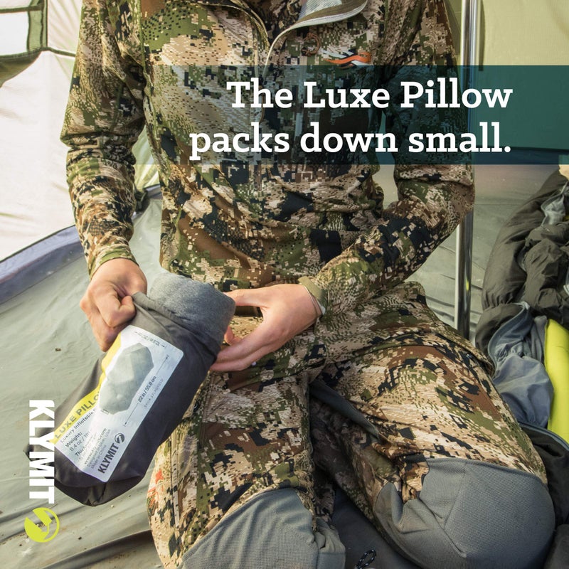 Klymit Luxe Travel Pillow, Lightweight Inflatable Hybrid Airplane, Backpacking, Hammock, and Camping Pillow, Grey - Image 5