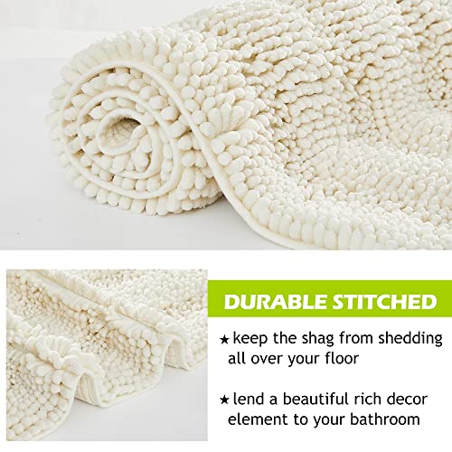 KGORGE Washable Bath Mats White Rugs for Bathroom - Chenille Anti-Skidding Water Absorbent Machine Quick Dry Kitchen Mats for Shower Bathtubs Bedroom, Cream, 20" W x 32" L, 1 Piece - Image 5
