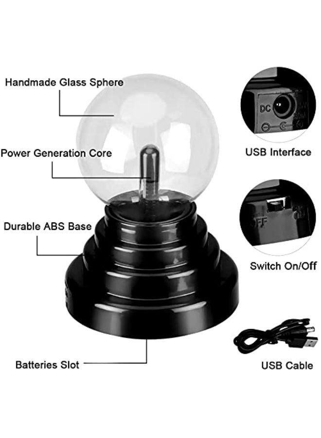 كرة بلازما كريستالية سحرية مع إضاءة LED وشحن USB لتزيين الطاولة، باللون الأسود، من كريسوريز - Image 3