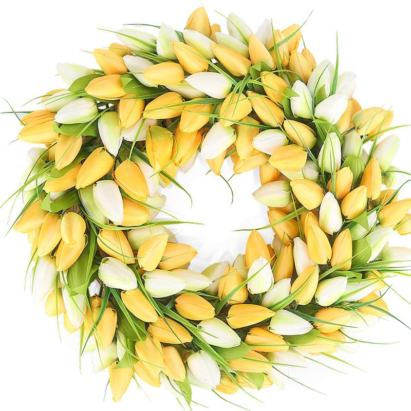 BOMAROLAN BOMAROLAN Tulip Wreath 20 Inch for Front Door Summer Fall Large Wreaths Springtime All Year Around for Outdoor Door Indoor Wall Or Window Dcor Festival Decoration 