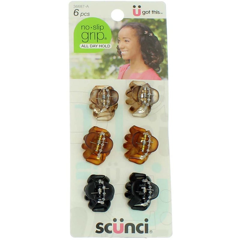 Scunci NoSlip Grip Mini Octopus Jaw Clips 6 ea Pack of 4