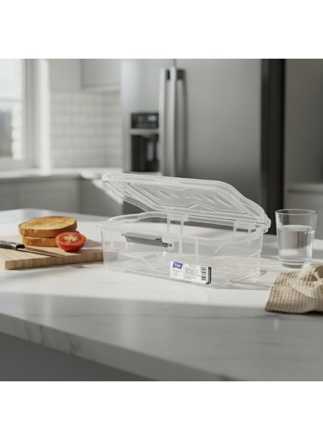 Titiz Product Title: Titiz Layered Food Container with Secure Lock - 1000ml - Made in Turkey - Transparent Plastic - Image 3