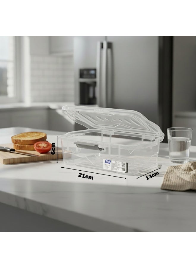 Titiz Product Title: Titiz Layered Food Container with Secure Lock - 1000ml - Made in Turkey - Transparent Plastic - Image 4