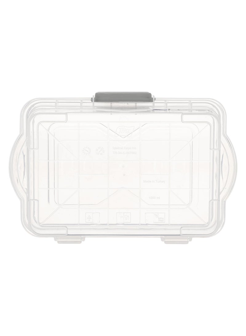 Titiz Product Title: Titiz Layered Food Container with Secure Lock - 1000ml - Made in Turkey - Transparent Plastic - Image 1