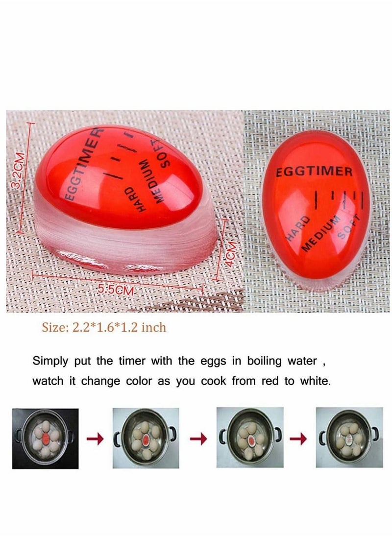 Excefore Eggs Timer Egg Boil Cooked Egg Timer, Most Innovative Color Changing Timer, Soft Boiled Eggs are Exactly as You Like Them, Kitchen Eco-Friendly Resin Eggs Timer Red  - Image 3