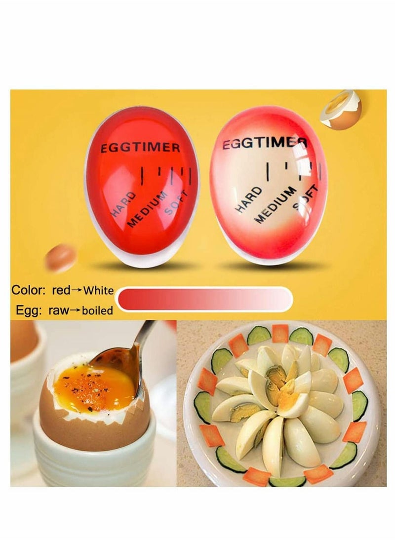 Excefore Eggs Timer Egg Boil Cooked Egg Timer, Most Innovative Color Changing Timer, Soft Boiled Eggs are Exactly as You Like Them, Kitchen Eco-Friendly Resin Eggs Timer Red  - Image 2