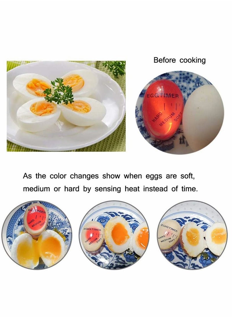 Excefore Eggs Timer Egg Boil Cooked Egg Timer, Most Innovative Color Changing Timer, Soft Boiled Eggs are Exactly as You Like Them, Kitchen Eco-Friendly Resin Eggs Timer Red  - Image 4