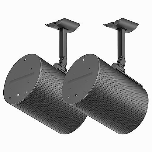 Yibracki Pair of Speaker Wall Mount for Sonos Era 100 Ceiling Mount or Tilt and Swivel Adjustable Bracket for Sonos Era 100 Wall Mount Black with Flexible Mounting Ways Ceiling Mount for Sonos Era 100, Black - Image 1