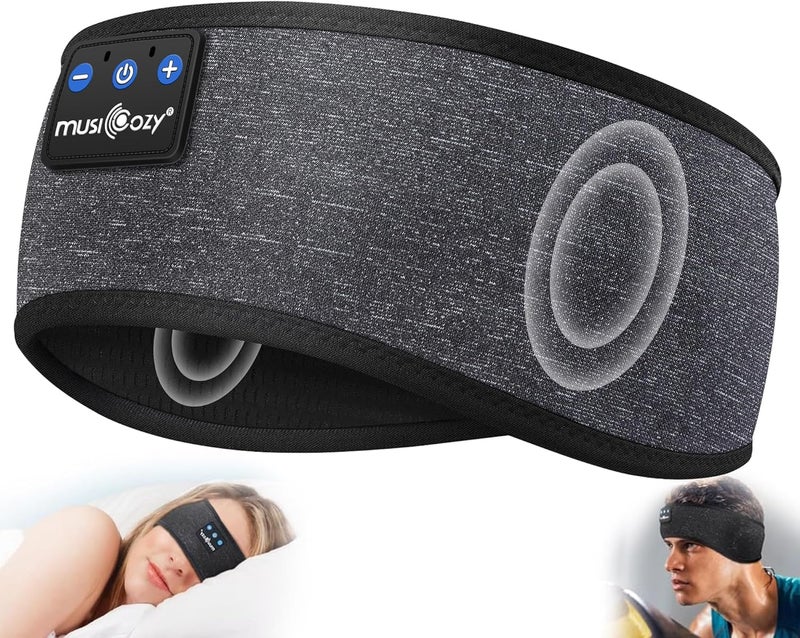 MUSICOZY MUSICOZY Sleep Headphones Bluetooth 5.4 Headband Headphones, Wireless Earphones Music Sleep Earbuds for Side Sleepers Sleeping Eye Mask for Women Men Workout Running Cool Unique Gifts, Black