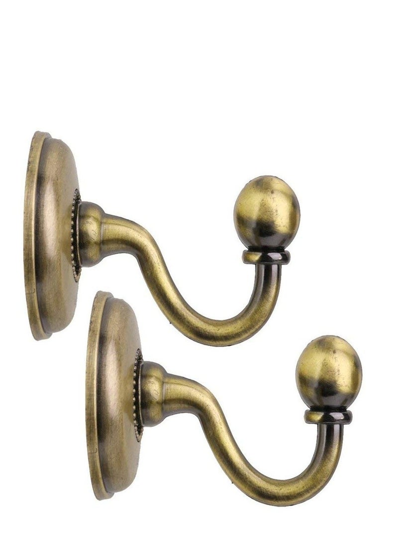 2pcs Vintage Alloy Pommel Curtain Holdbacks Tieback Hooks Door Wall Hat Coat Hangers (Bronze) - Image 1