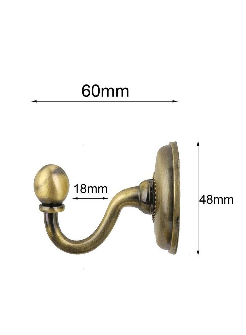 2pcs Vintage Alloy Pommel Curtain Holdbacks Tieback Hooks Door Wall Hat Coat Hangers (Bronze) - Image 2
