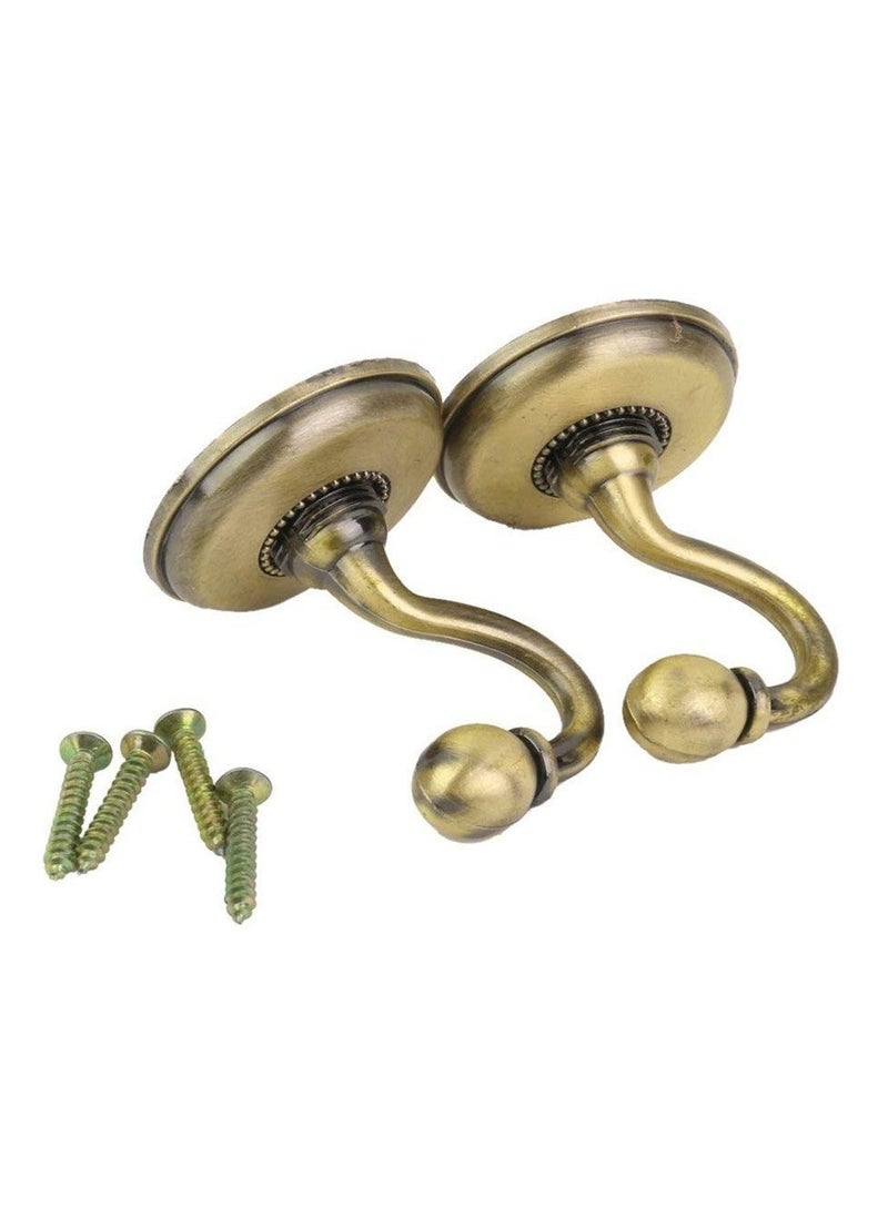2pcs Vintage Alloy Pommel Curtain Holdbacks Tieback Hooks Door Wall Hat Coat Hangers (Bronze) - Image 5