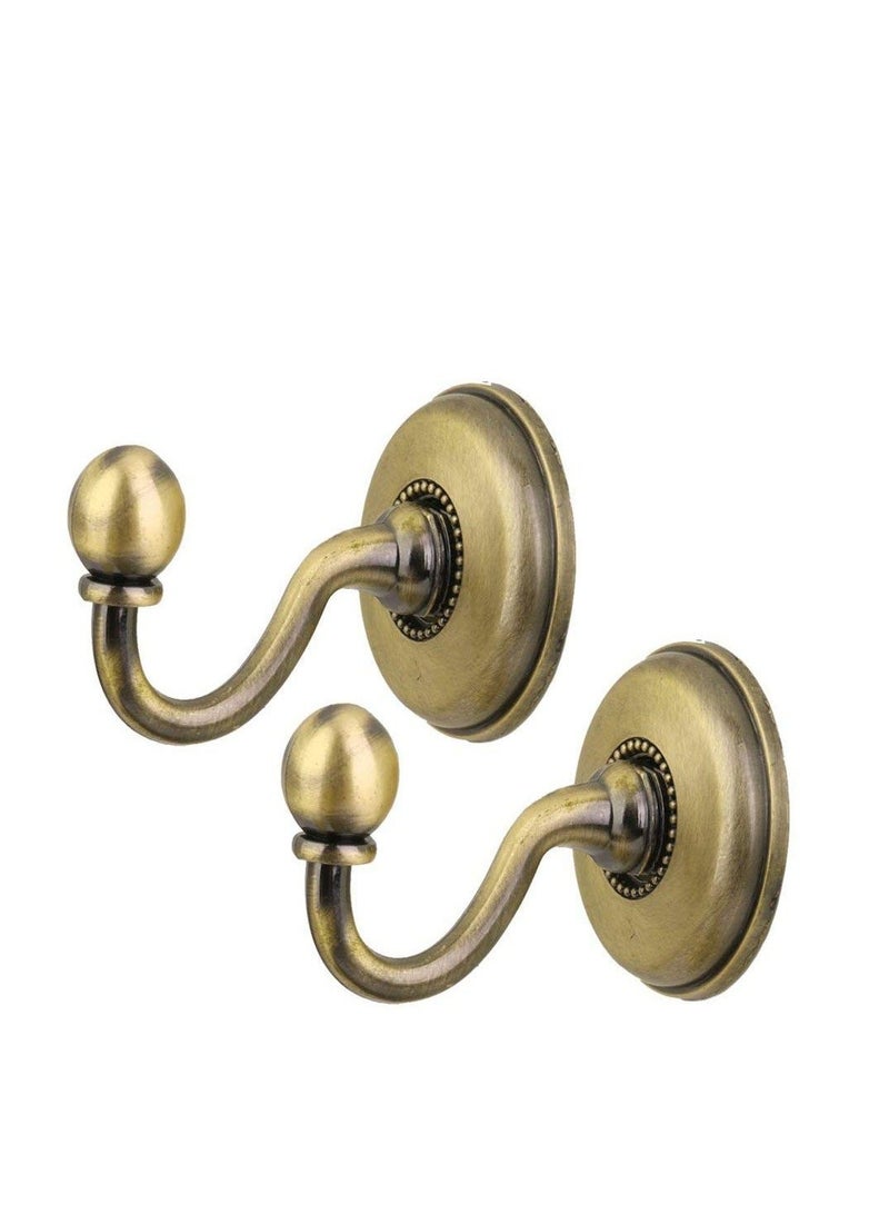 2pcs Vintage Alloy Pommel Curtain Holdbacks Tieback Hooks Door Wall Hat Coat Hangers (Bronze) - Image 4