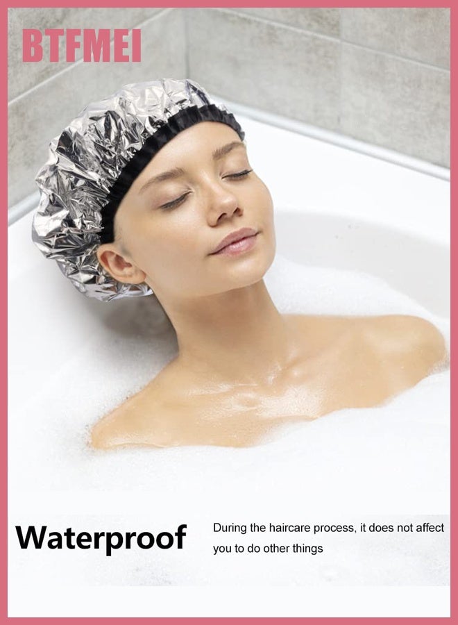 BTFMEI Thermal Hair Heat Cap with Aluminum Foil Inner Layer for Deep Conditioning, Reusable Steaming Hair Mask Cap for Oil Treatment, Home and Salon Use, Hair Care Accessory - Image 2