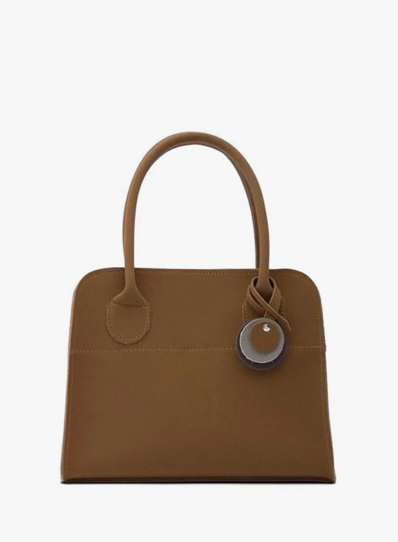 Cabat Suede Medium Shoulder Bag Taba.