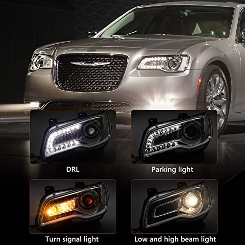 VLINCAR Halogen Headlight Assembly Compatible with Chrysler 300 300C 2015 2016 2017 2018 Headlamp with White Bezel Replacement Left Driver Side LH 68214383AD CH2502269 - Image 2