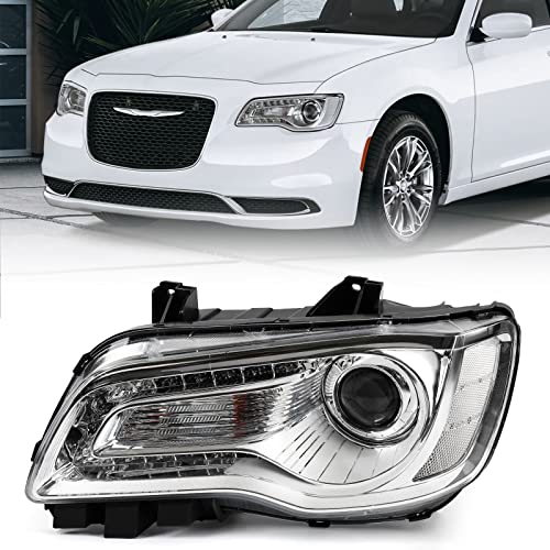 VLINCAR Halogen Headlight Assembly Compatible with Chrysler 300 300C 2015 2016 2017 2018 Headlamp with White Bezel Replacement Left Driver Side LH 68214383AD CH2502269 - Image 1