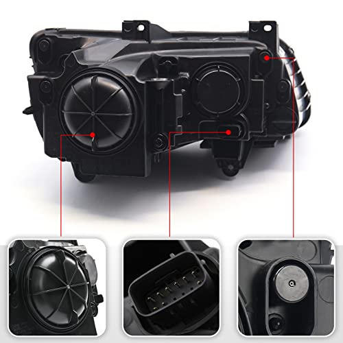 VLINCAR Halogen Headlight Assembly Compatible with Chrysler 300 300C 2015 2016 2017 2018 Headlamp with White Bezel Replacement Left Driver Side LH 68214383AD CH2502269 - Image 5