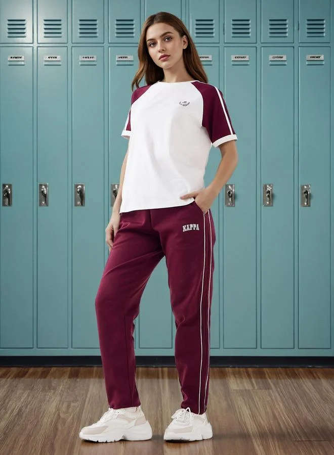 Kappa Kappa Logo Print Track Pants with Contrast Side Panel