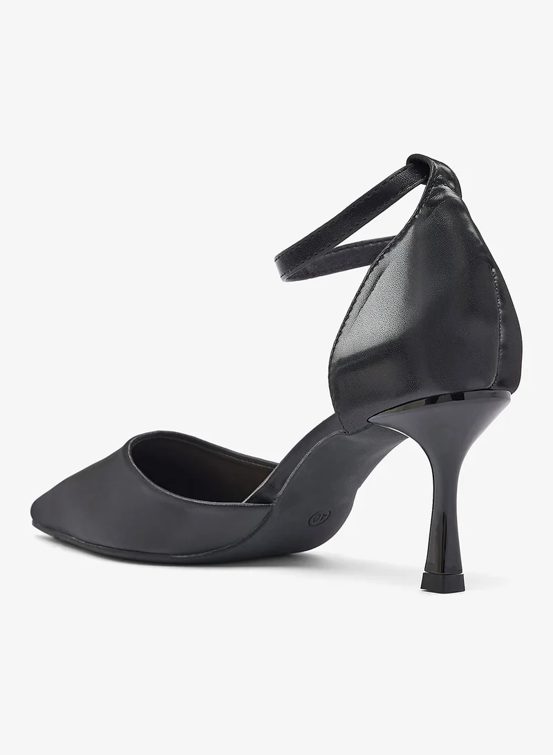 ELLA Black Strap Detail Mid Heel Pumps for Women | Best Price UAE