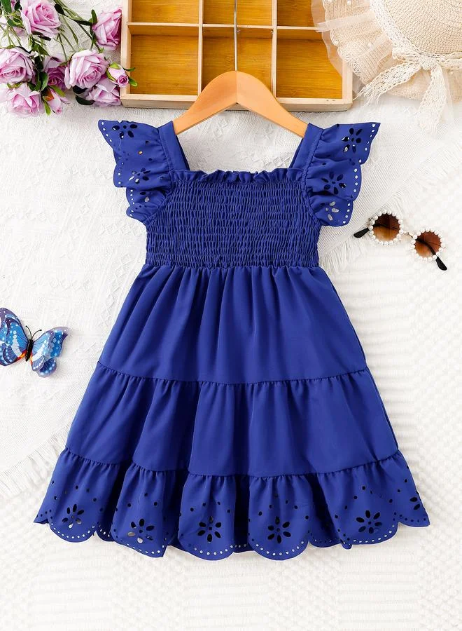Take Two Girls Blue Tiered Dress with Smocked Detail
