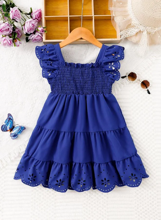 Take Two Girls Blue Tiered Dress with Smocked Detail