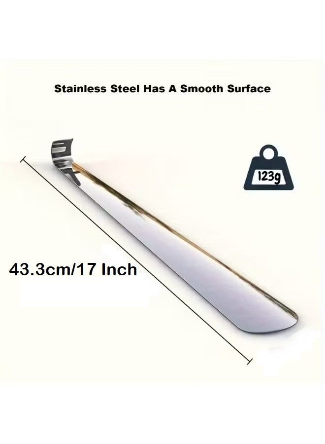 NextHIAS Easy Slip Long Shoe Horn - Extra Long 43.3cm Stainless Steel Handle, Ergonomic Non-Slip Grip for Boots, Dress Shoes & Sneakers - Mobility Aid for Seniors & Men Women, Smooth Gliding Action - Image 2