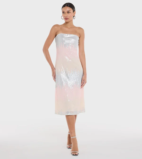 بي سي بي جي BCBG Ombre Sequins Midi Dress