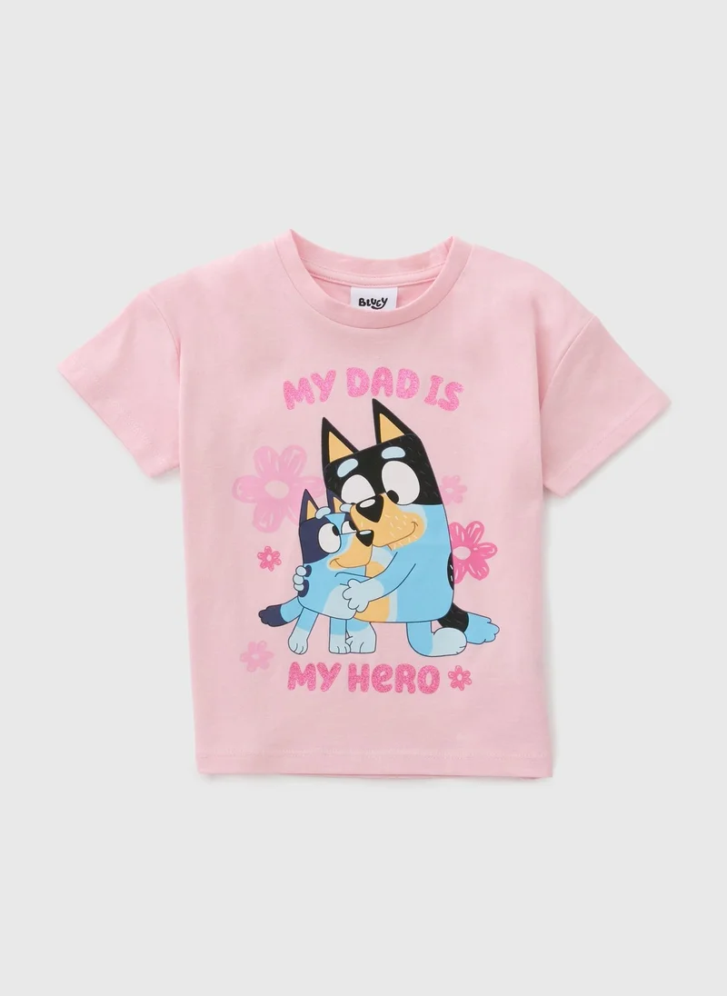 Matalan Girls Pink Bluey Dad T-Shirt