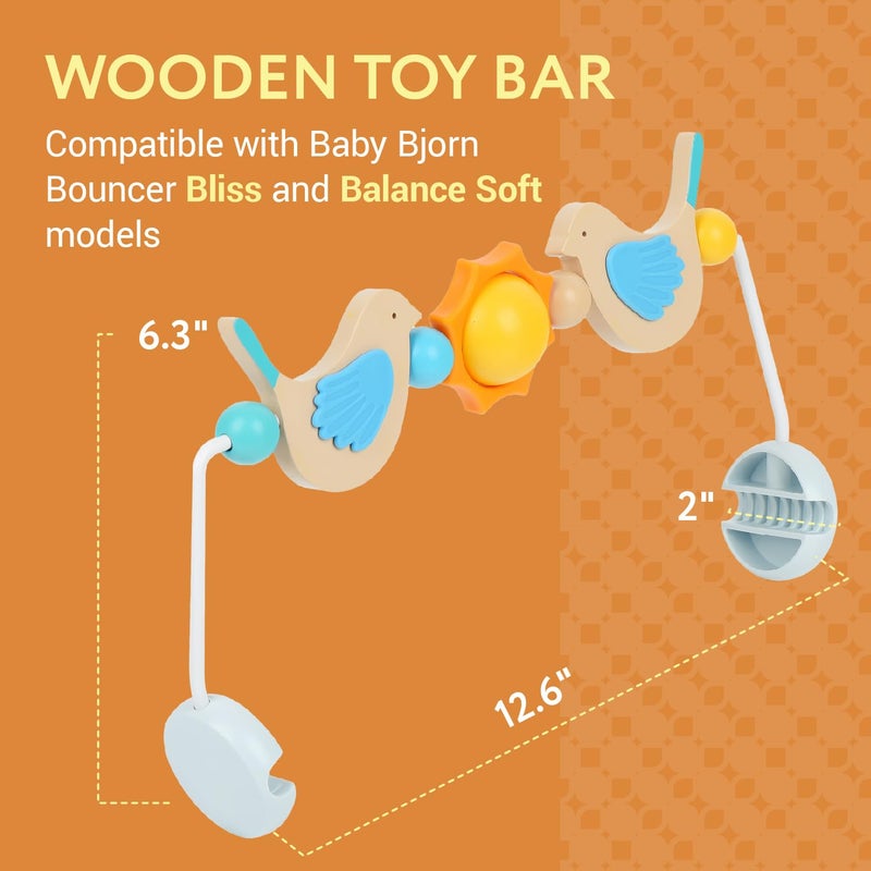 Impresa Wooden Toy Bar Compatible with BabyBjorn Bouncer - Arched Bouncer Toy Bar Intended to Fascinate Babies - Wooden Toys for Developing Motor Skills