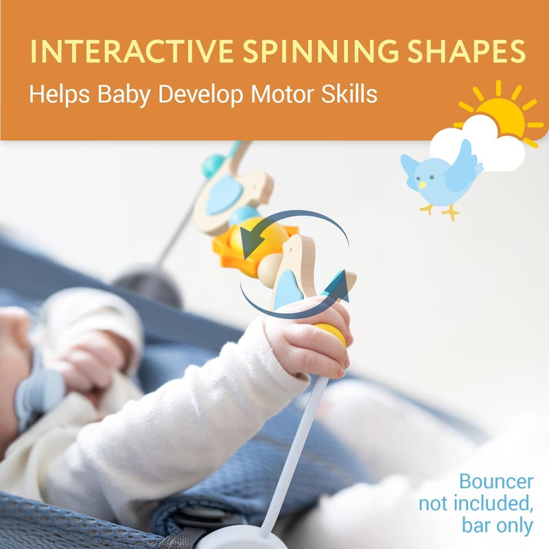Impresa Wooden Toy Bar Compatible with BabyBjorn Bouncer - Arched Bouncer Toy Bar Intended to Fascinate Babies - Wooden Toys for Developing Motor Skills