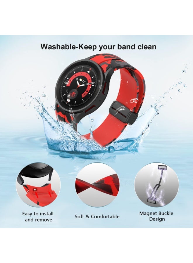 Magnetic Band for Samsung Galaxy Watch 6 Classic 47mm 43mm/5 Pro 45mm/Watch 7 FE 6 5 4 44mm 40mm/4 Classic 46mm 42mm,Silicone Strap for Samsung Watch 5 Pro 45mm,No Gap Buckle - Image 4