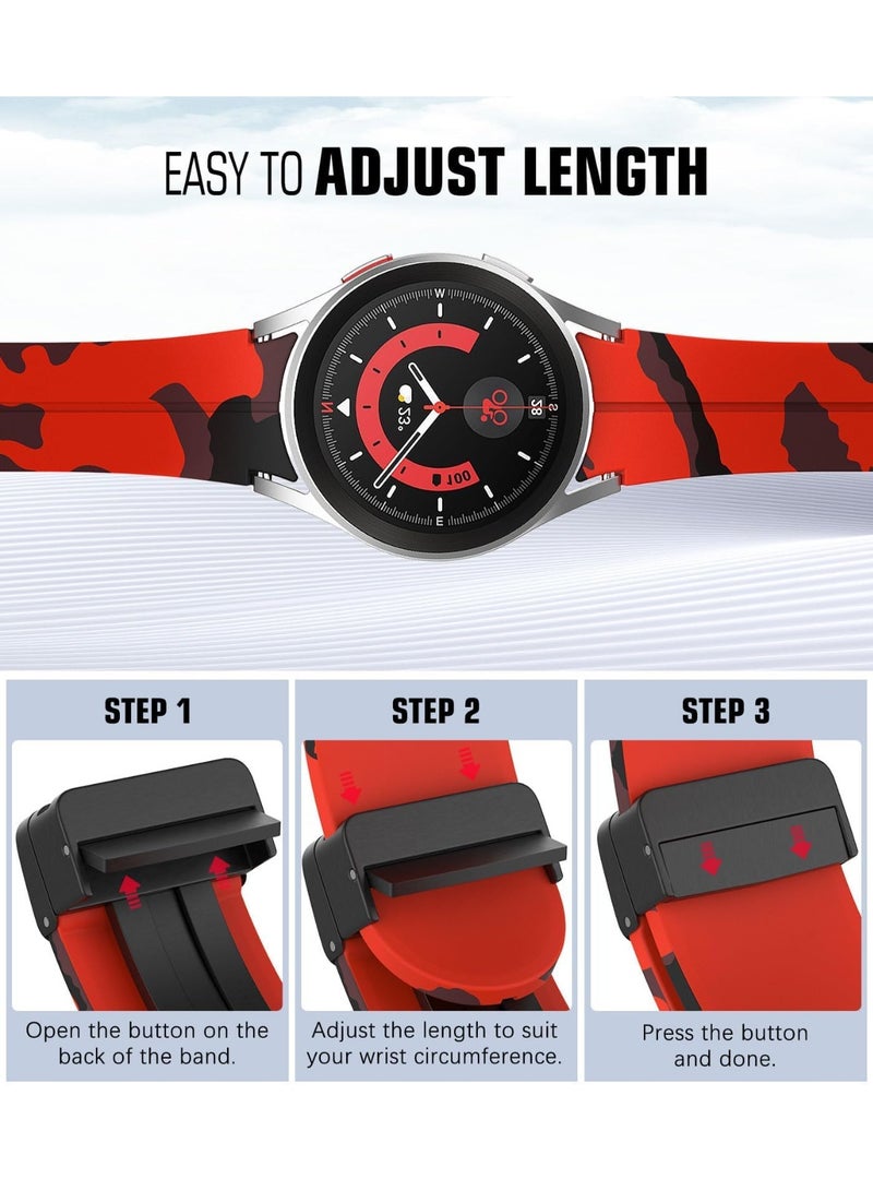 Magnetic Band for Samsung Galaxy Watch 6 Classic 47mm 43mm/5 Pro 45mm/Watch 7 FE 6 5 4 44mm 40mm/4 Classic 46mm 42mm,Silicone Strap for Samsung Watch 5 Pro 45mm,No Gap Buckle - Image 3