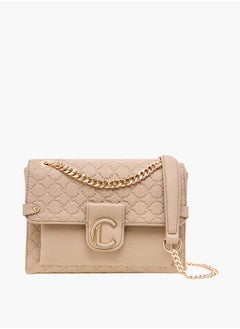 Le Confort Women Monogram Embossed Crossbody Bag with Magnetic Closure and Chain Strap  - Image 1