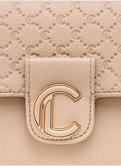 Le Confort Women Monogram Embossed Crossbody Bag with Magnetic Closure and Chain Strap  - Image 4