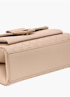 Le Confort Women Monogram Embossed Crossbody Bag with Magnetic Closure and Chain Strap  - Image 5