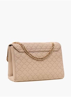 Le Confort Women Monogram Embossed Crossbody Bag with Magnetic Closure and Chain Strap  - Image 3