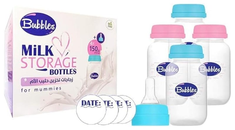 Bubbles Breast Milk Storage Bottle,150 ml,Pack of 4 - Image 1