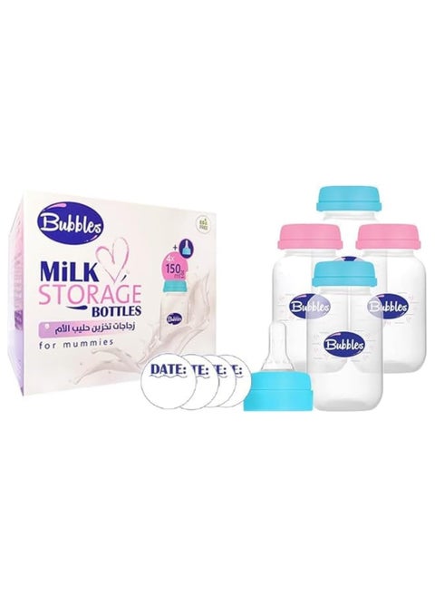Bubbles Breast Milk Storage Bottle,150 ml,Pack of 4