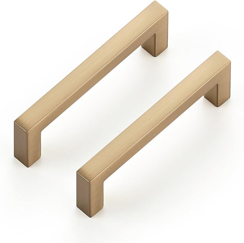 Ravinte Cabinet Handles Solid Slim Champagne Bronze 10 Pack 3 Inch Hole Center Square Bar Drawer Handles Kitchen Cabinet Pulls Drawer Kitchen Cabinet Hardware - Image 1
