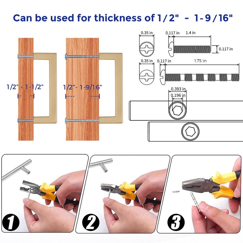 Ravinte Cabinet Handles Solid Slim Champagne Bronze 10 Pack 3 Inch Hole Center Square Bar Drawer Handles Kitchen Cabinet Pulls Drawer Kitchen Cabinet Hardware - Image 4