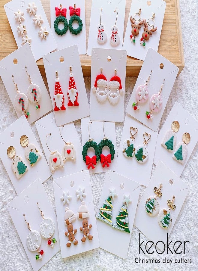 KEOKER Christmas Polymer Clay Cutters for Earrings Making - 21 Shapes for Jewelry, Small Tree Designs - Image 2