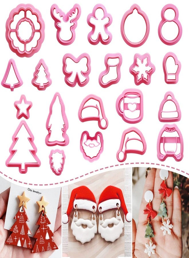 KEOKER Christmas Polymer Clay Cutters for Earrings Making - 21 Shapes for Jewelry, Small Tree Designs - Image 1