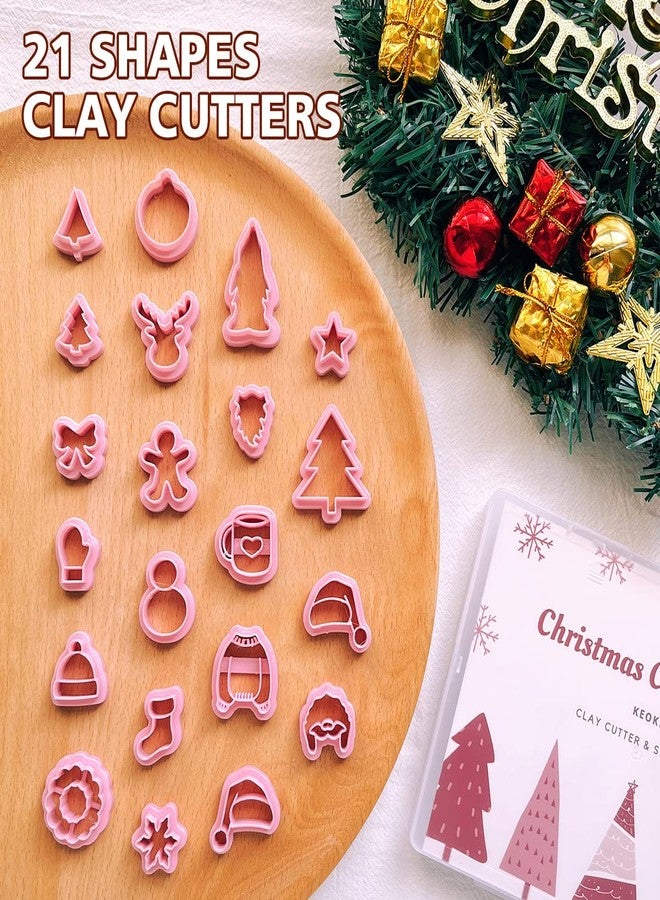KEOKER Christmas Polymer Clay Cutters for Earrings Making - 21 Shapes for Jewelry, Small Tree Designs - Image 3