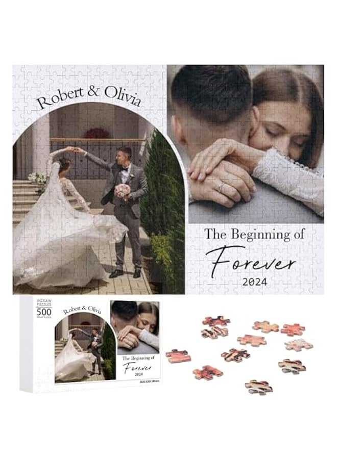 Puzzles s Day Gifts for Him Personalized Jigsaw Puzzles Picture Puzzles 300/500/1000 Pieces Gifts for Boyfriend/Girlfriend Wedding Gifts - Image 1