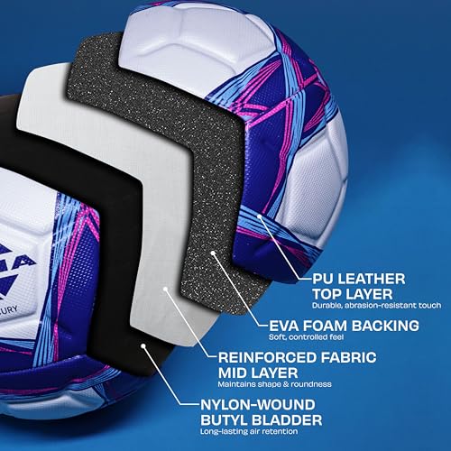Nivia Mercury Football, PU Leather, Power Stitched Football, 12 Panel, Match Ball (Size - 5, White/Blue) - Image 5