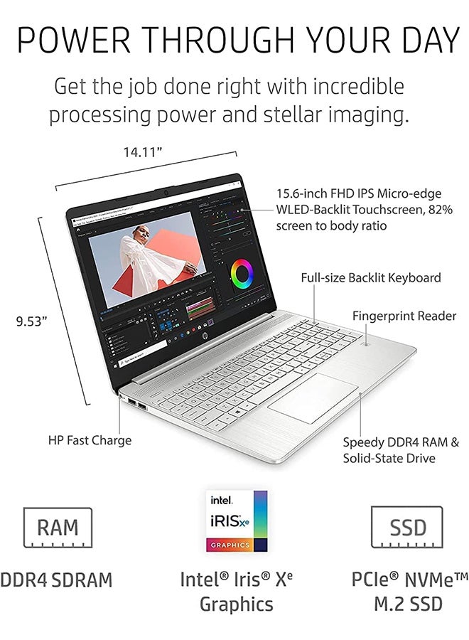 HP أحدث كمبيوتر محمول بشاشة مقاس 15.6 بوصة ومعالج Core i7-1165G7 وذاكرة وصول عشوائي 16 جيجابايت ومحرك أقراص SSD PCIe سعة 1 تيرابايت ورسومات مدمجة ونظام تشغيل Windows 11 Home - Image 2
