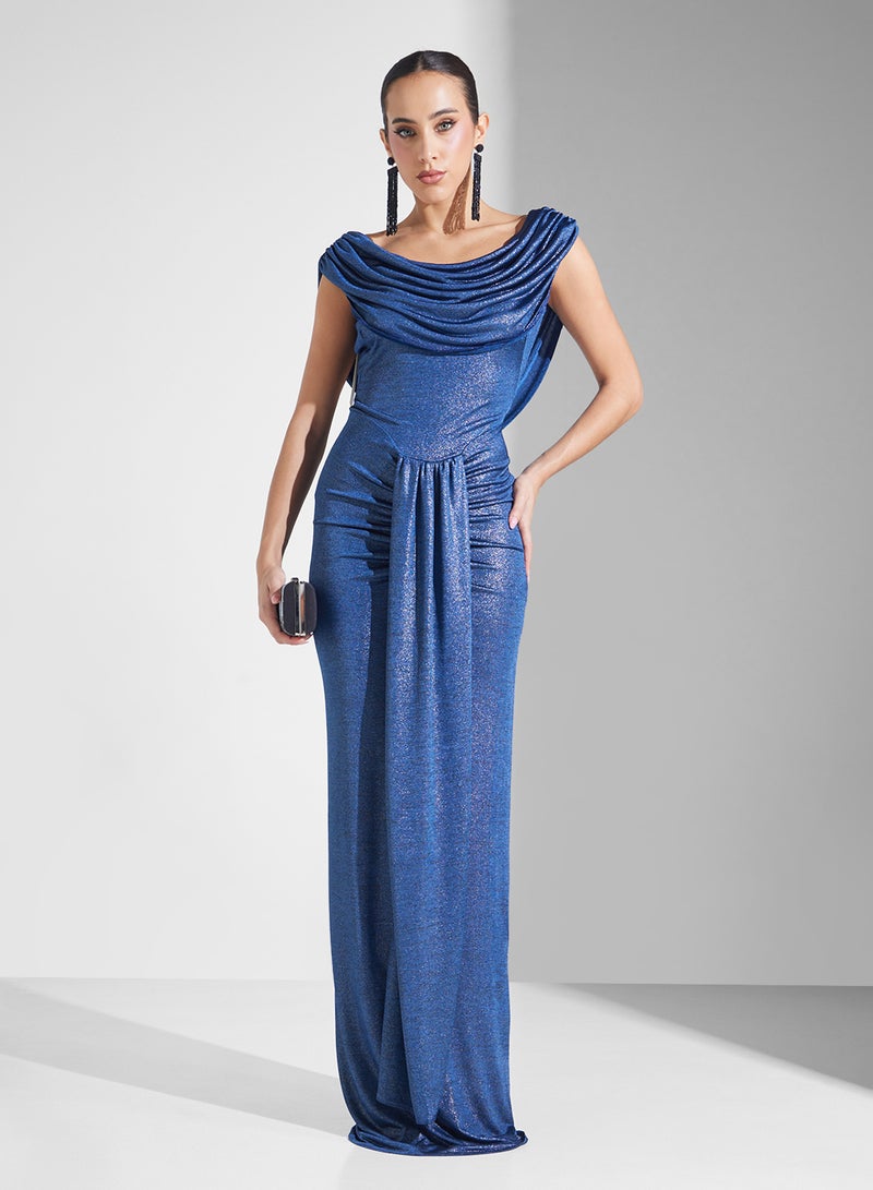 Namshi x Draped Metallic Gown Dress - Image 5