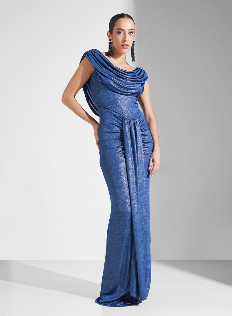 Namshi x Draped Metallic Gown Dress - Image 1