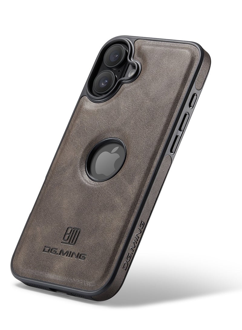 DGMING Case Cover Premium Leather Back with Logo CutOut Shockproof Compatible with Iphone 16  (Coffe) - Image 1
